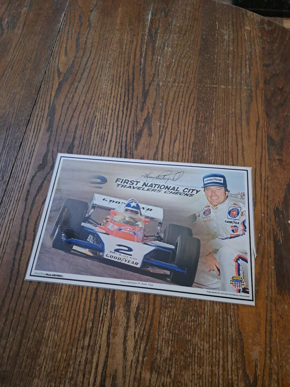 Vintage Johnny Rutherford IndyCar Race Driver Card 11x17 Budweiser McLaren Poste